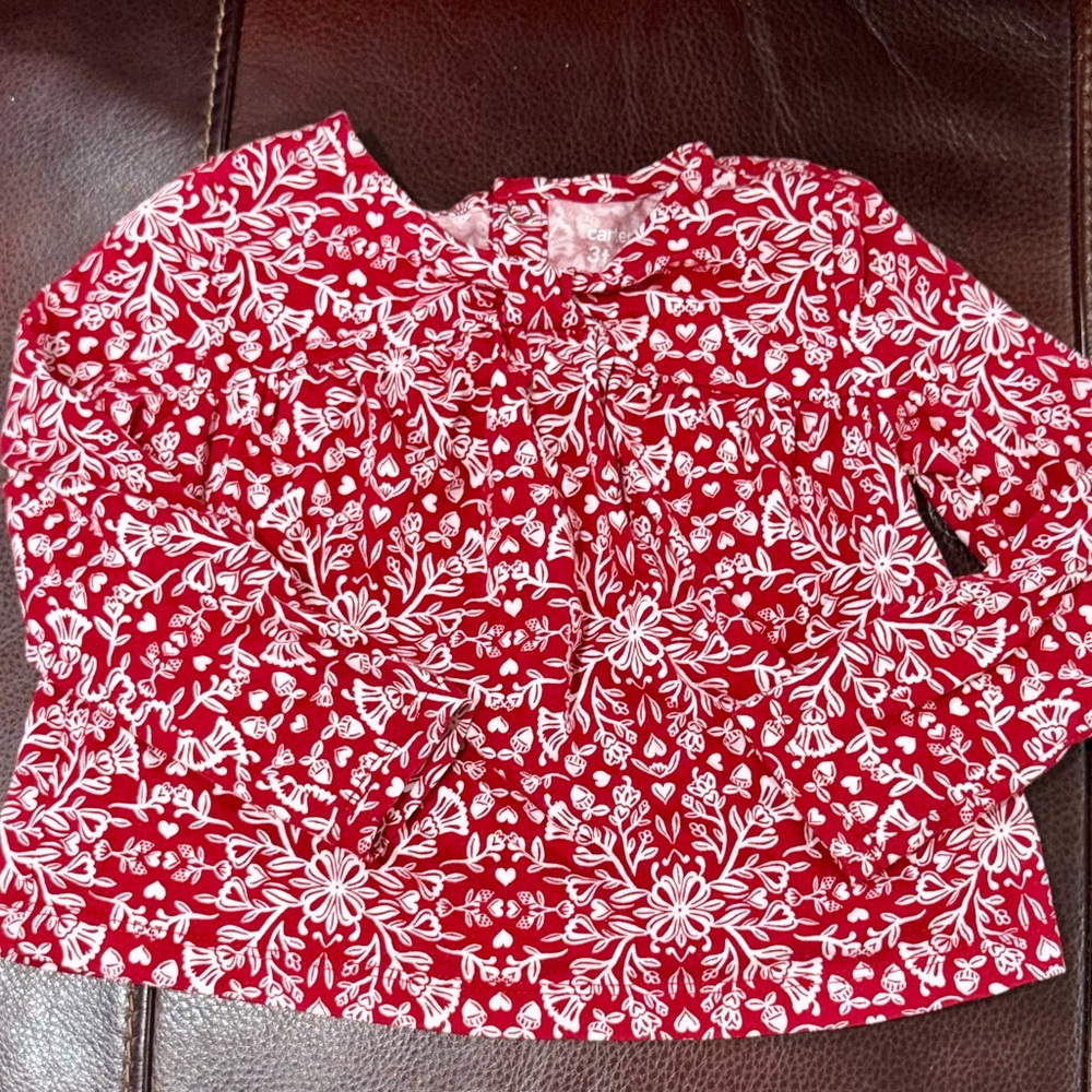 Carter's Red and White Floral Top
